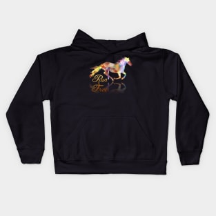 Run Free Colorful Horse Art Kids Hoodie